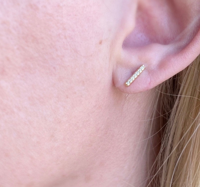 18K Gold Filled Dainty CZ Bar