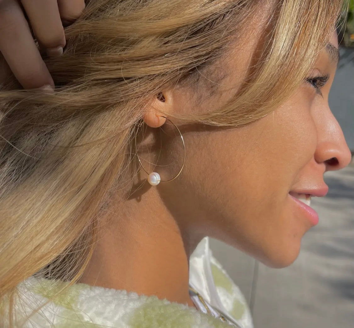 Freshwater Pearl Hoops