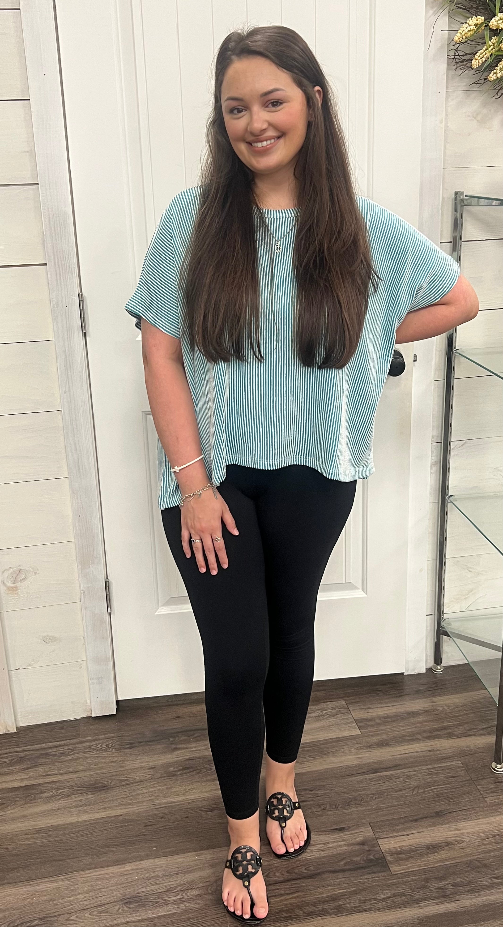 Pin Stripped Ribbed Top