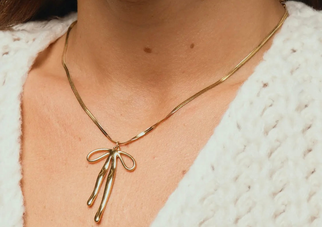 Delaney Gold Bow Necklace