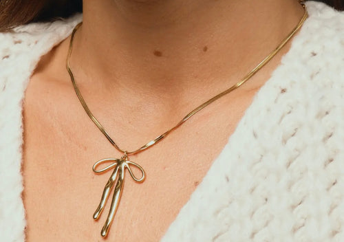 Delaney Gold Bow Necklace