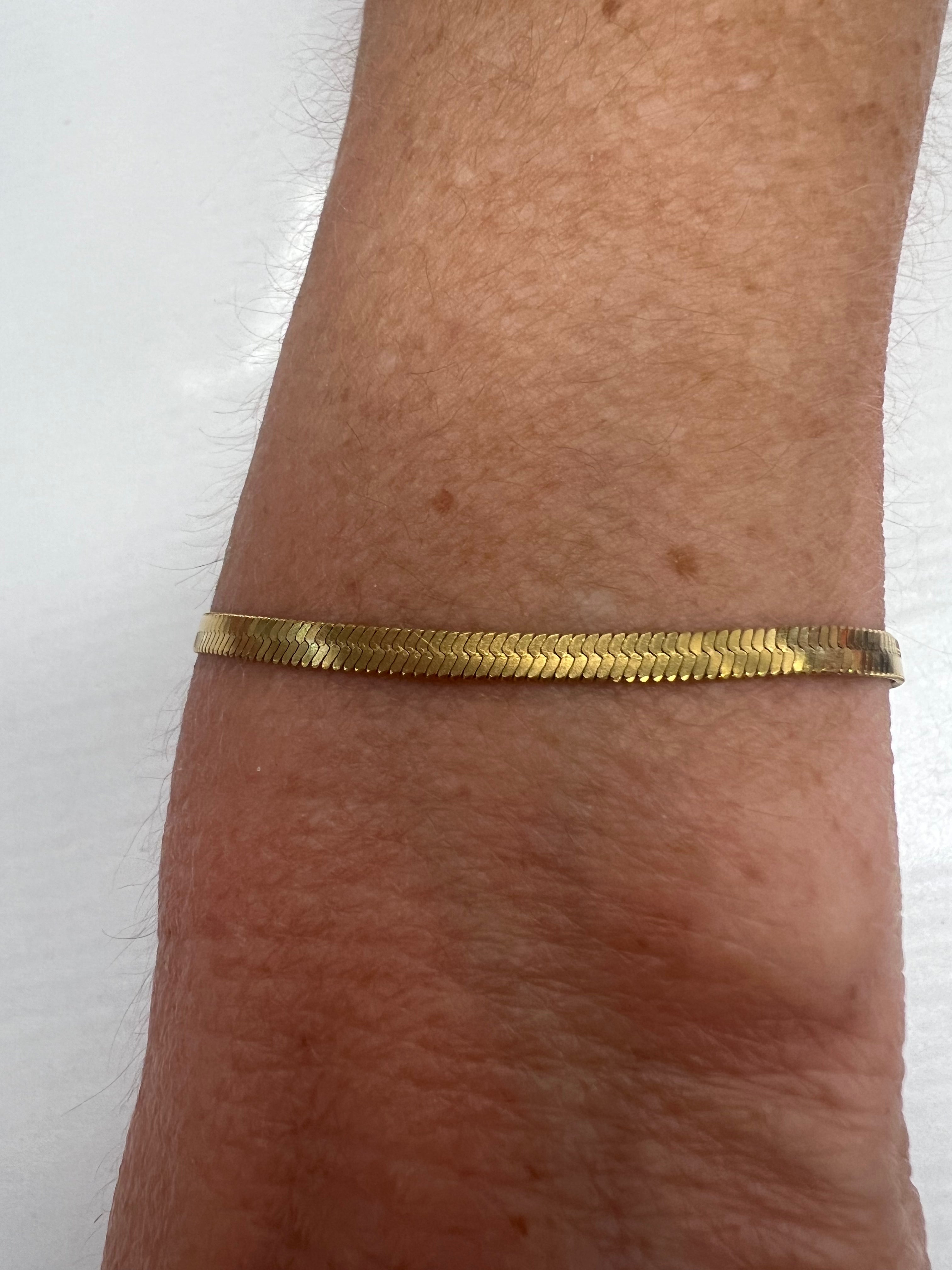 Gold Stainless Steel Herringbone Bracelet