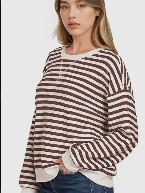 Latte Stripped Pullover