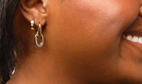 Mixed Metal Link Hoops