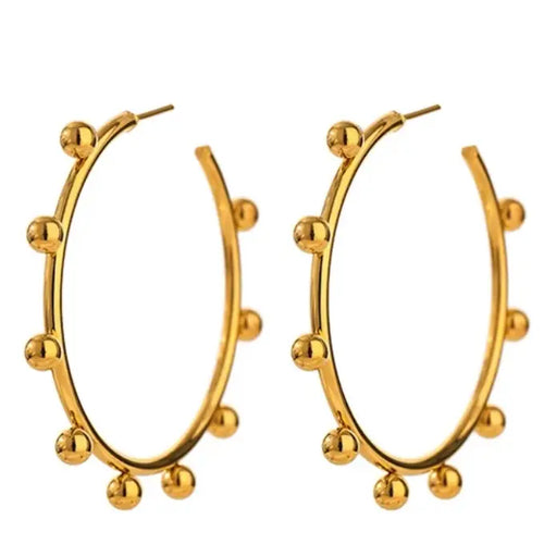 Large Gold Beaded Hoops